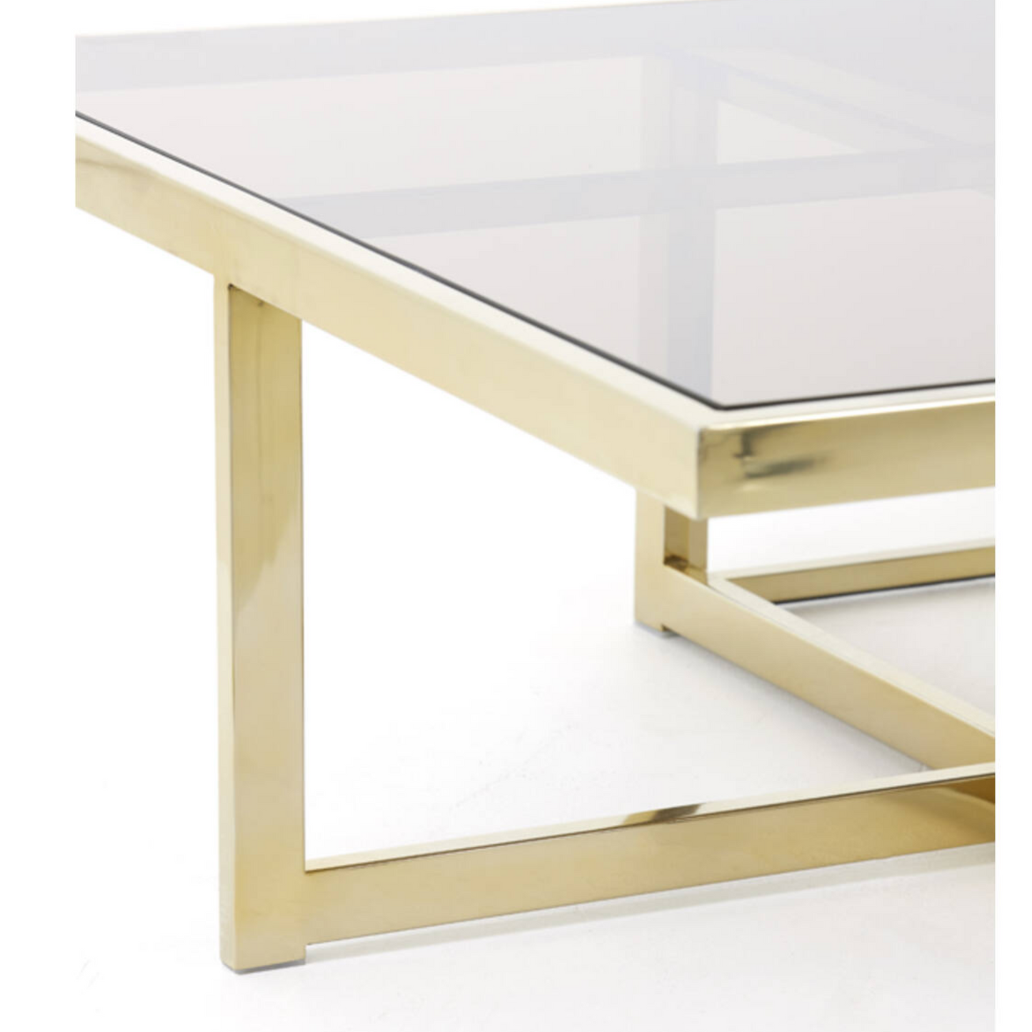Salontafel Mavara set van 5 bruin glas/ licht goud 100x100x40 cm