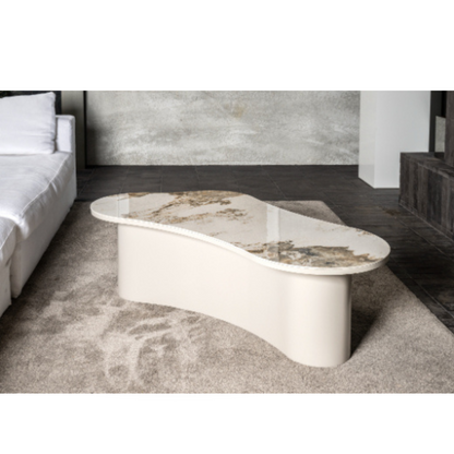 Liora organic sintered stone Pandora beige coffee table, 130x70x40 cm
