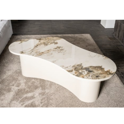 Liora organic sintered stone Pandora beige coffee table, 130x70x40 cm