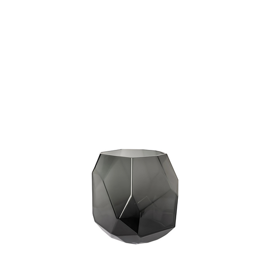 Theelichthouder facet smoke 9x9 cm