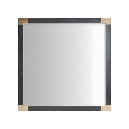 Vierkante hangspiegel Nesla zwart essenhout | goud 140x11x140 cm