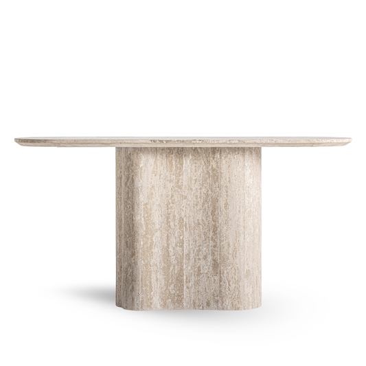 Console Lysor van beige travertine met golvende poot – luxe design van Maison Collection