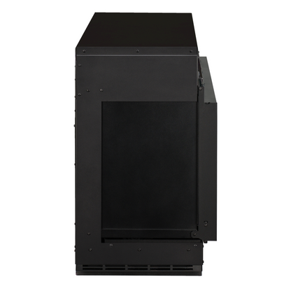Luxe Dimplex Vista inbouwhaard 1-zijdig met gepatenteerde Opti-Virtual® vlamtechnologie, realistische houtset en knisperend vlameffect, stijlvol ingebouwd in een moderne cinewall van Maison Collection – perfecte combinatie van sfeer, warmte en innovatief design.