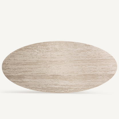 Eettafel travertine ovaal lichtbruin Omaran 220x100x78 cm