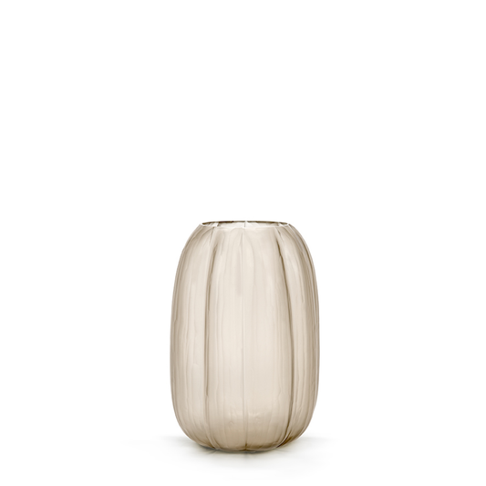 Guaxs Lalibela vaas L beige smokegrey mondgeblazen glas 28 cm Maison Collection