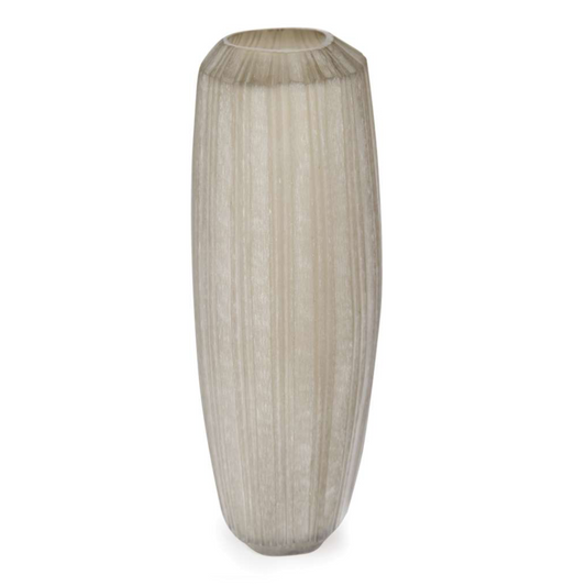 Guaxs Malibu Tall vaas van 56 cm hoog in beige met verticale lijnen.
