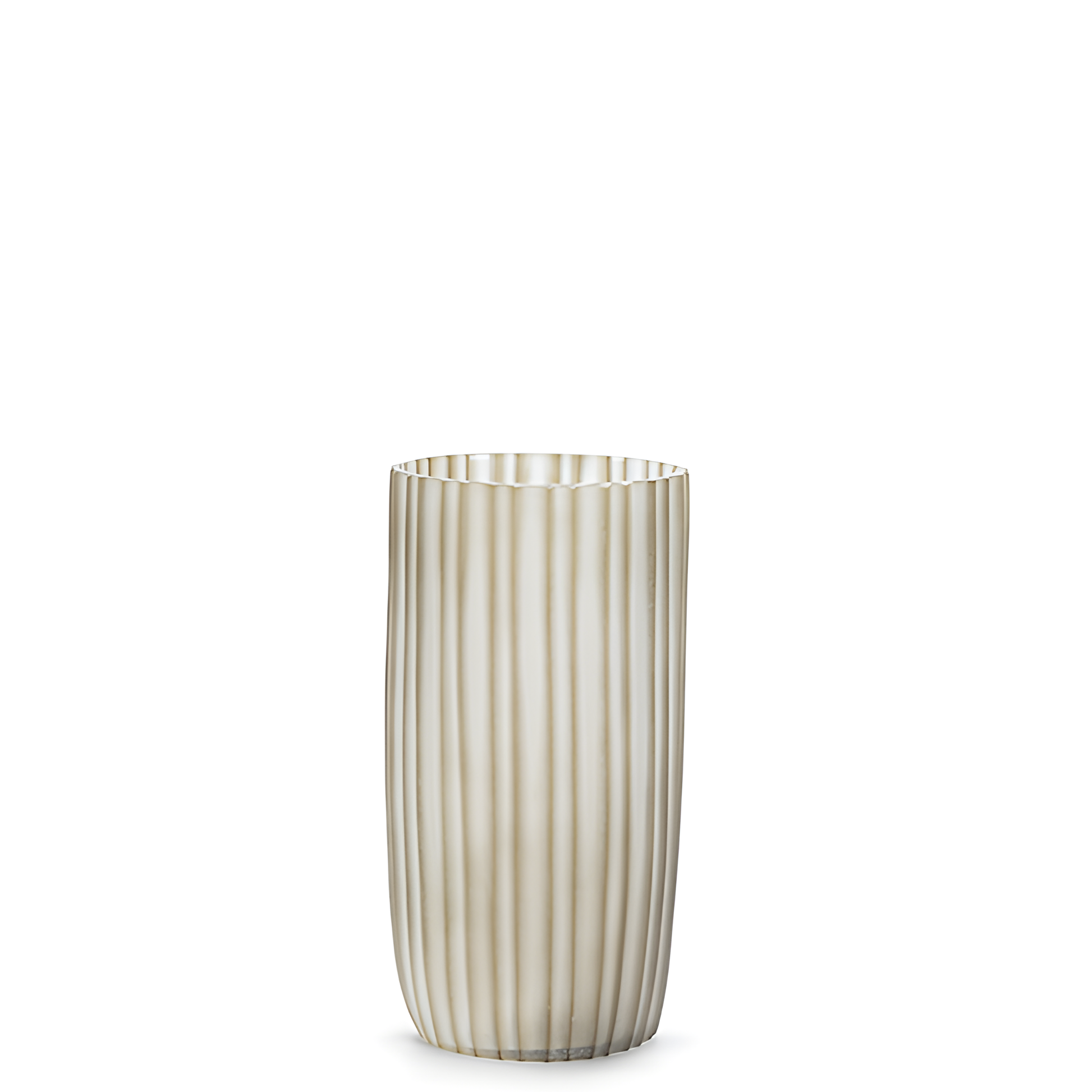 Guaxs Siena vaas L beige smokegrey verticale strepen mondgeblazen glas 30 cm Maison Collection
