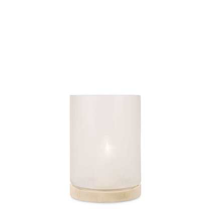 Guaxs | Windlicht Aran wit/ licht eiken 26x20x20 cm (L)