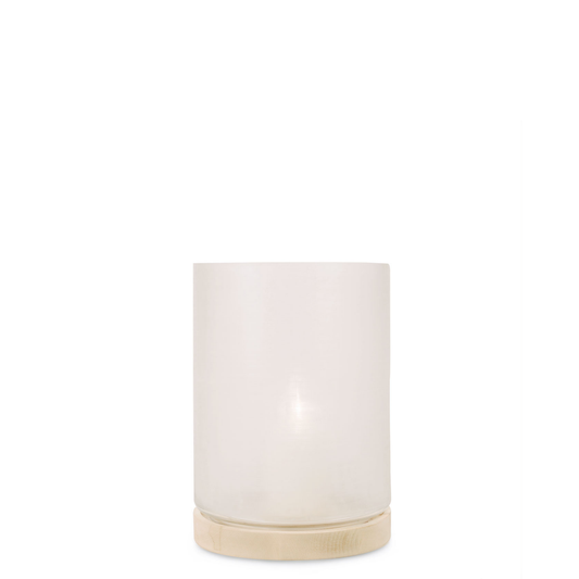 Guaxs | Windlicht Aran wit/ licht eiken 26x20x20 cm (L)