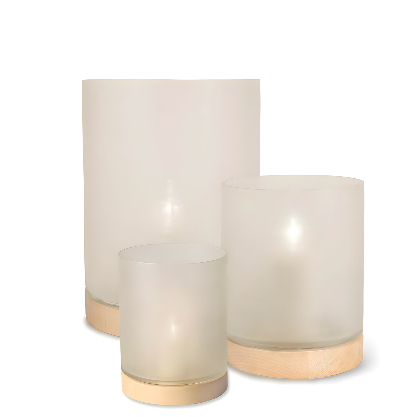 Guaxs | Windlicht Aran wit/ licht eiken 20x14 cm (S)