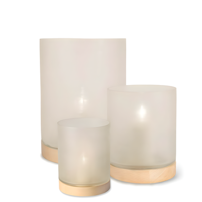 Guaxs | Windlicht Aran wit/ licht eiken 20x14 cm (S)