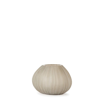 Guaxs Otavalo theelichthouder taupe/beige van mondgeblazen glas – 8x12 cm.