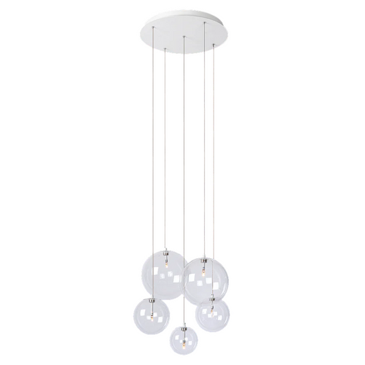 Hanglamp Novi 5 wit | transparante snoeren