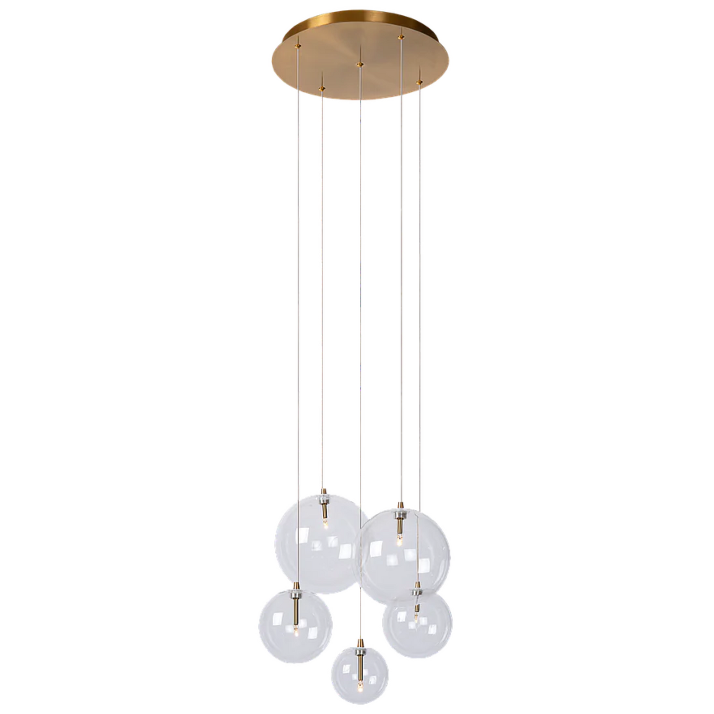 Hanglamp Novi 5 wit/brons | transparante snoeren