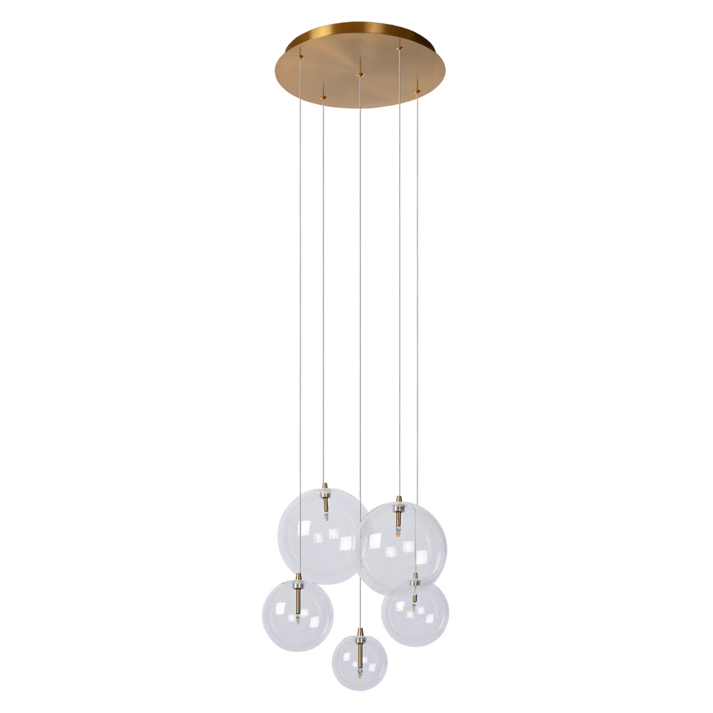 Hanglamp Novi 5 wit/brons | transparante snoeren