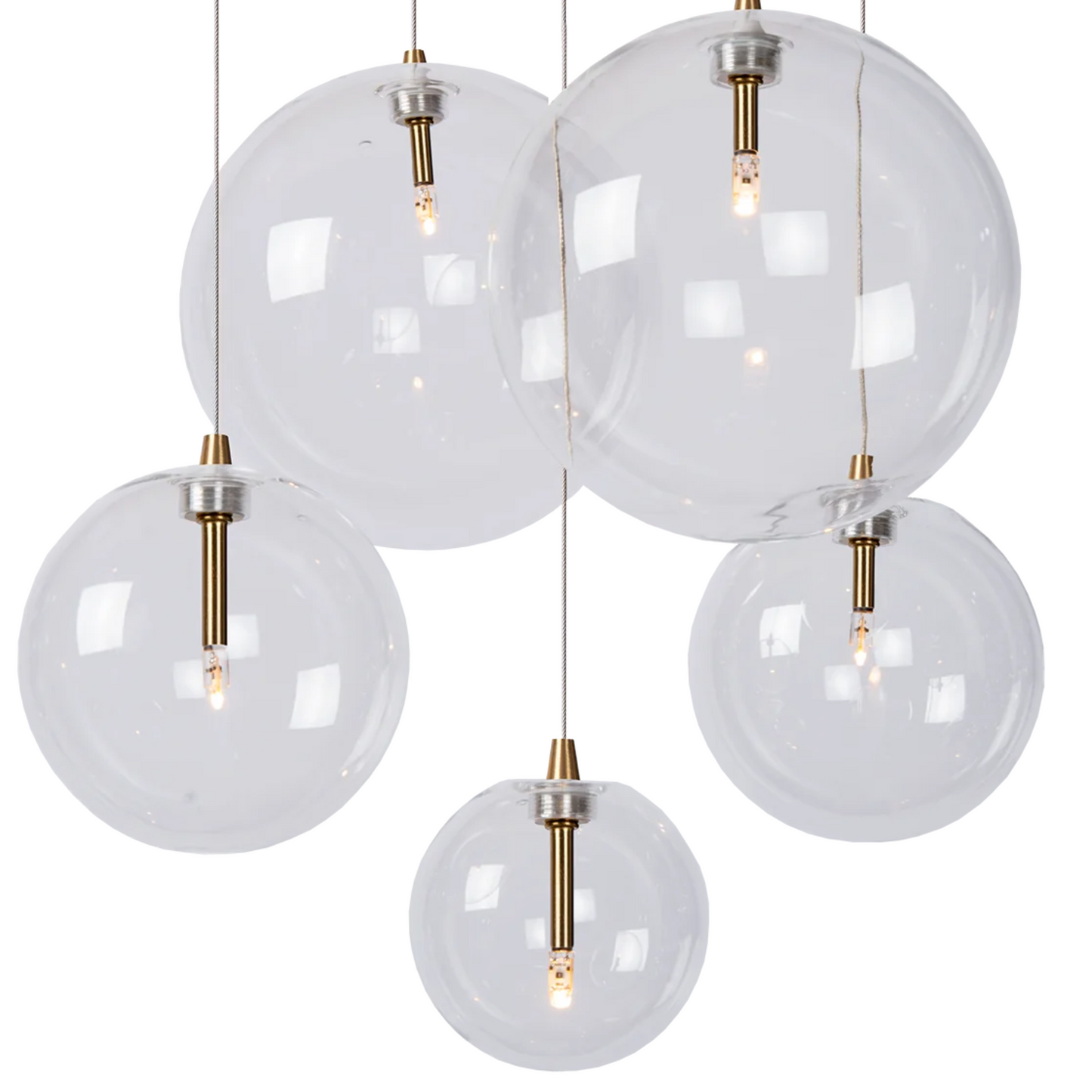 Hanglamp Novi 5 wit/brons | transparante snoeren