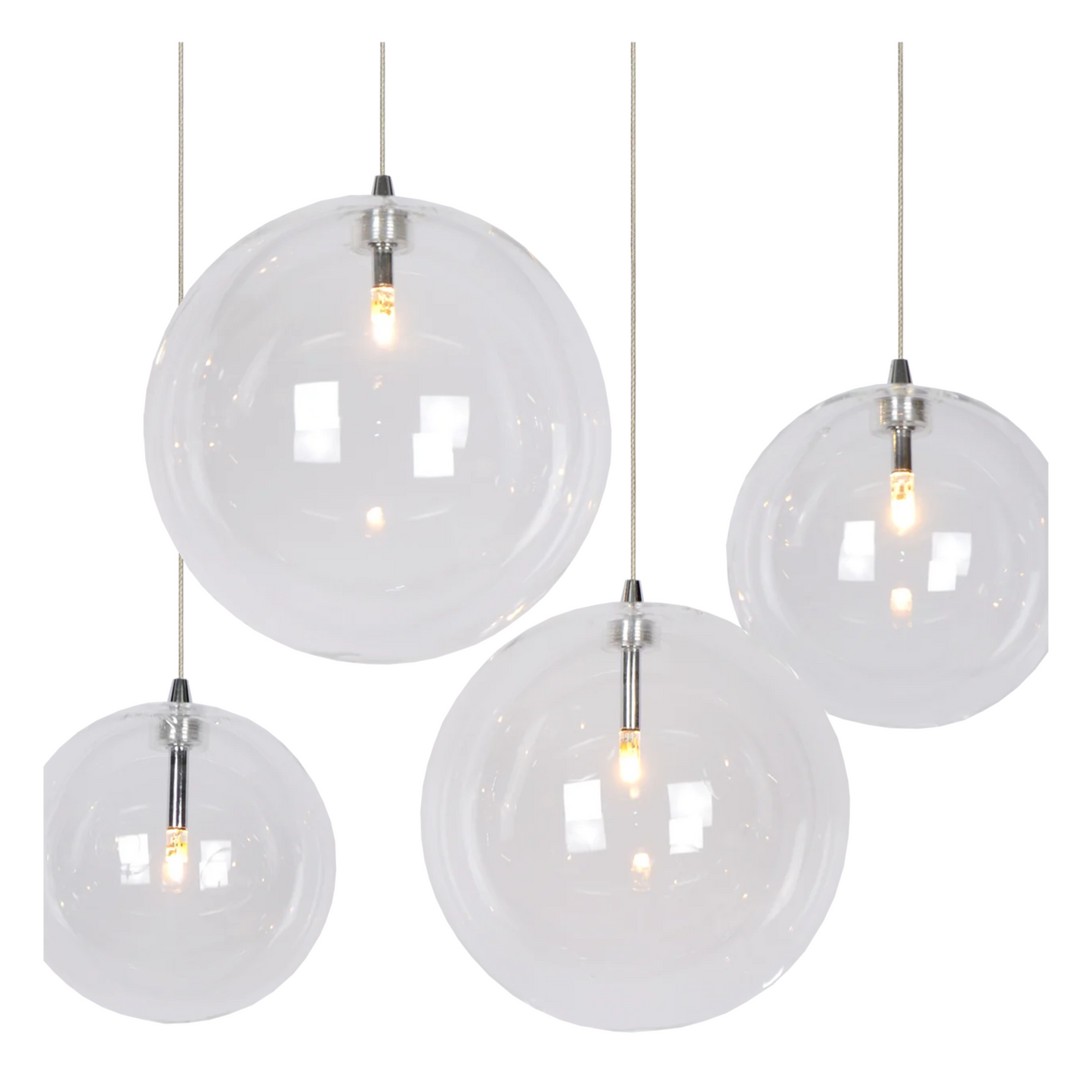 Hanglamp Novi 7 wit | transparante snoeren | witte rechthoekige plafondplaat