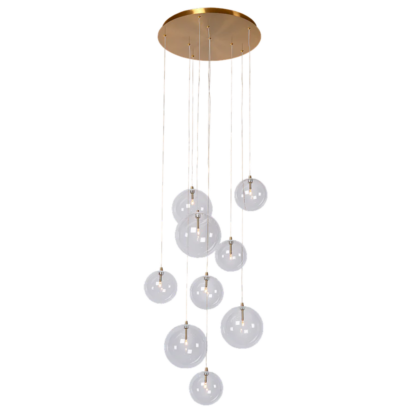 Hanglamp Novi 9 wit/brons | transparante snoeren