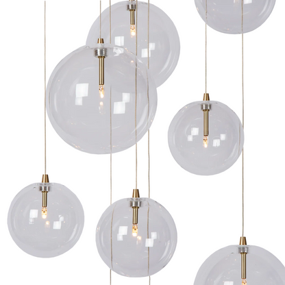 Novi 9 pendant lamp, white/bronze | transparent cords