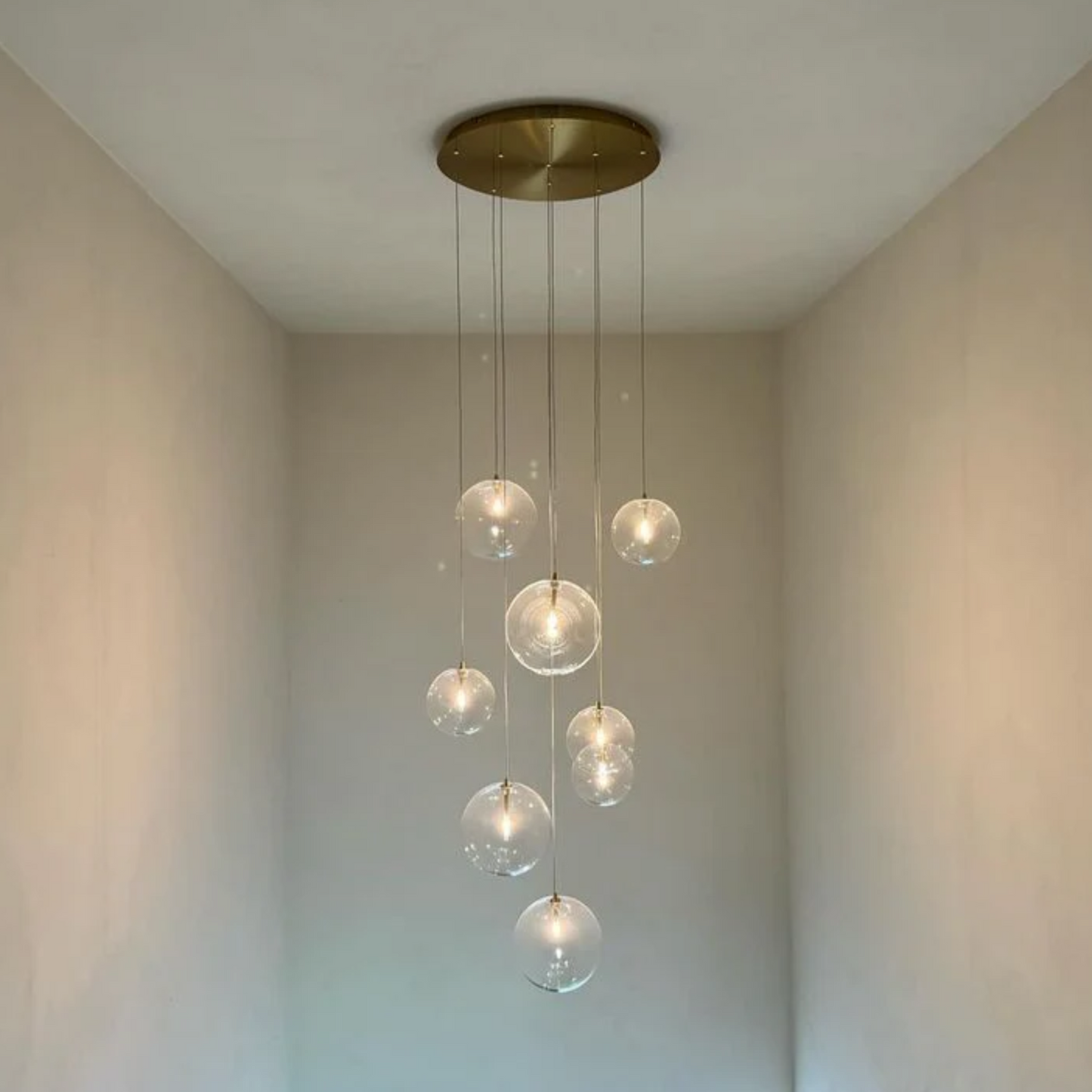 Hanglamp Novi 9 wit/brons | transparante snoeren