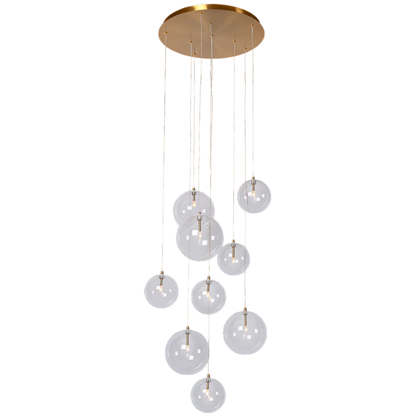 Hanglamp Novi 9 wit/brons | zwarte snoeren