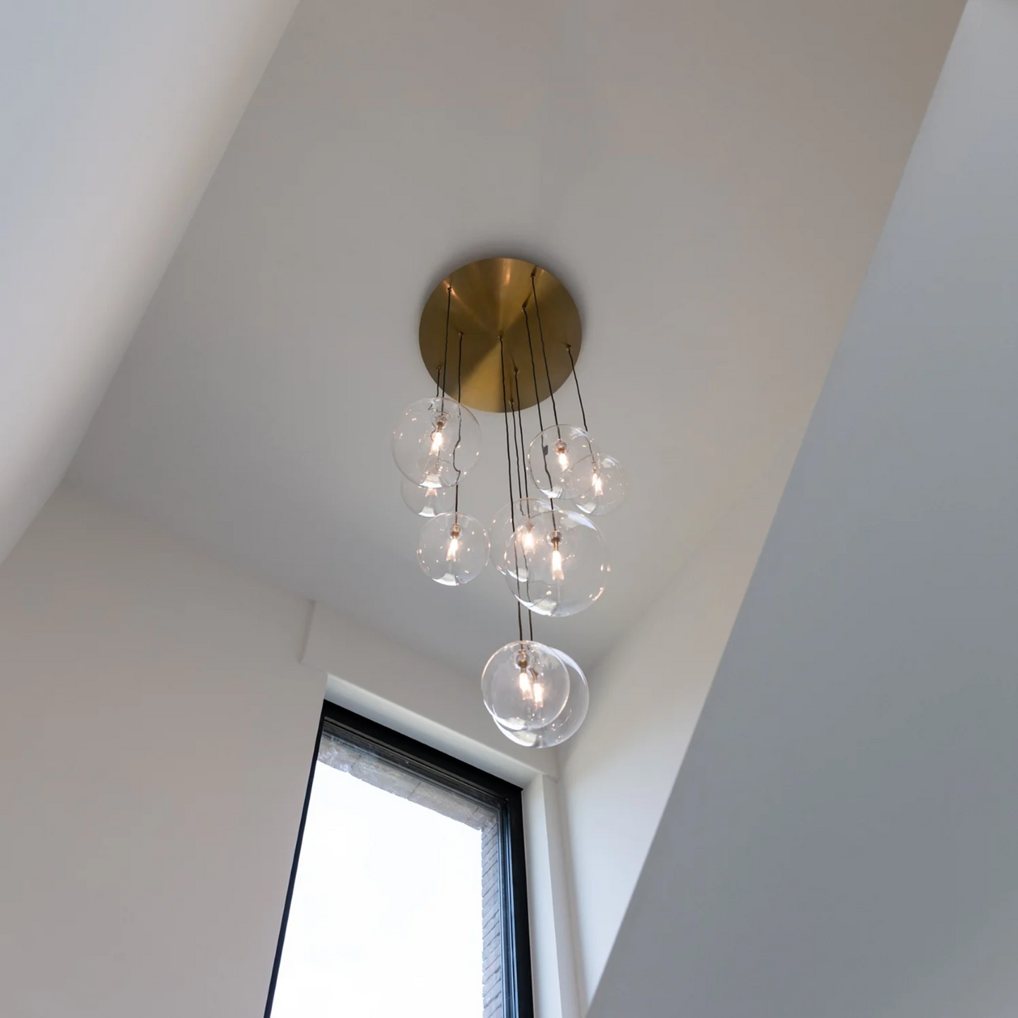 Hanglamp Novi 9 wit/brons | zwarte snoeren