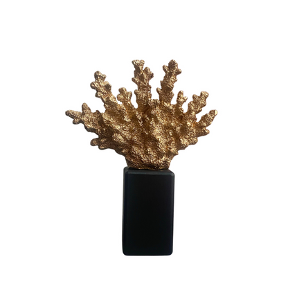 Koraal op voet goud/ brons 24x19x6cm