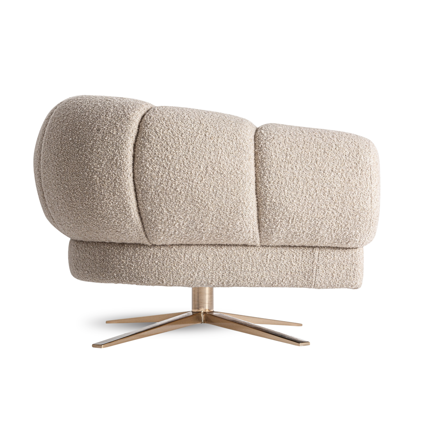 Fauteuil draaibaar 95 x 84 x 63 cm Loray off-white | bronskleurig staal