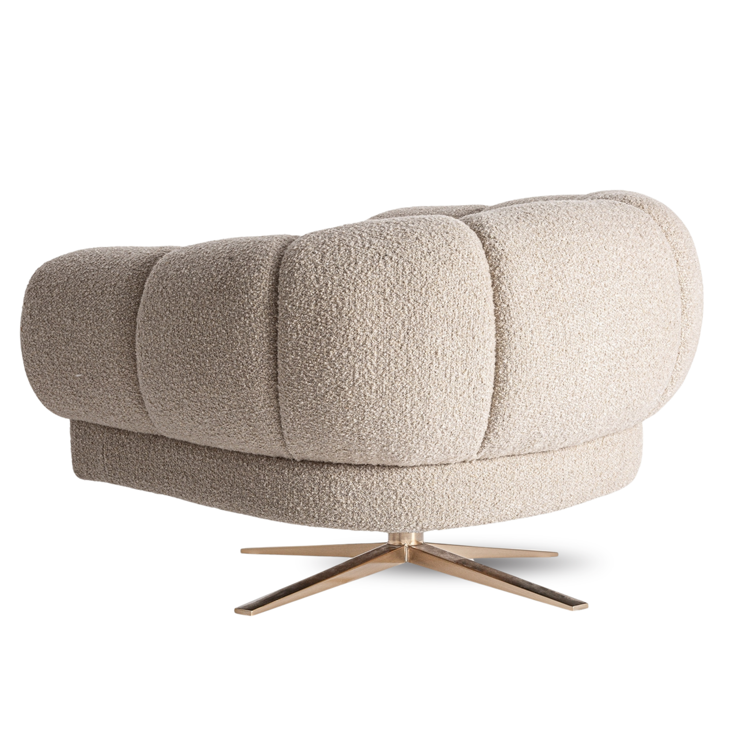 Fauteuil draaibaar 95 x 84 x 63 cm Loray off-white | bronskleurig staal