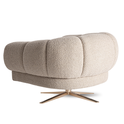 Fauteuil draaibaar 95 x 84 x 63 cm Loray off-white | bronskleurig staal