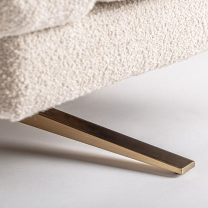 Fauteuil draaibaar 95 x 84 x 63 cm Loray off-white | bronskleurig staal