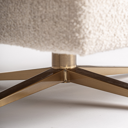 Fauteuil draaibaar 95 x 84 x 63 cm Loray off-white | bronskleurig staal