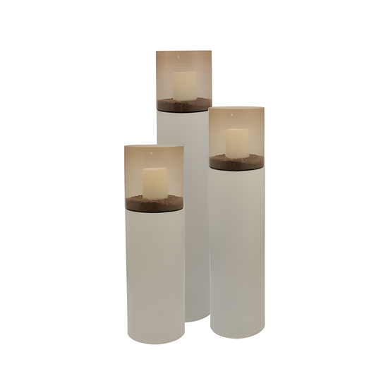 Hurricanes stand-solid ivoor mat | topaz windlicht (SET)