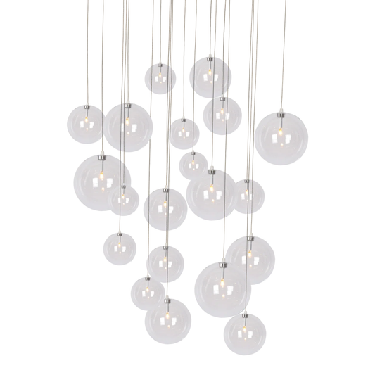 Novi 20 hanglamp | goudbronzen plafondplaat | transparante snoeren