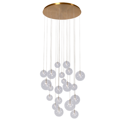 Novi 20 hanglamp | goudbronzen plafondplaat | transparante snoeren