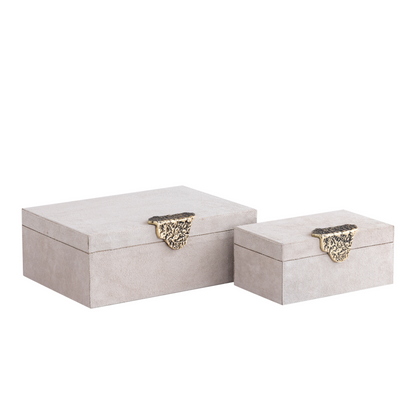 Opbergboxen Luxor beige/goud set van 2