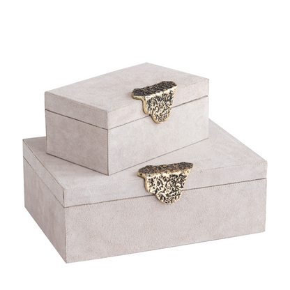 Opbergboxen Luxor beige/goud set van 2