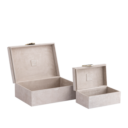 Opbergboxen Luxor beige/goud set van 2