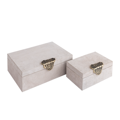 Opbergboxen Luxor beige/goud set van 2
