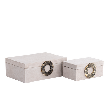 Opbergboxen Luxus beige/goud set van 2