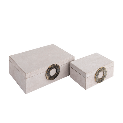 Opbergboxen Luxus beige/goud set van 2