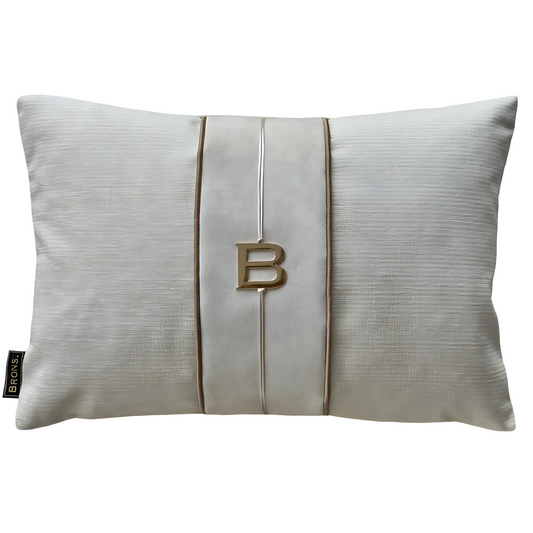 Luxe handgemaakt sierkussen Bernice B van Brons 45x30 cm met donzen vulling – geschikt voor Japandi, Hotel Chic en Modern interieur