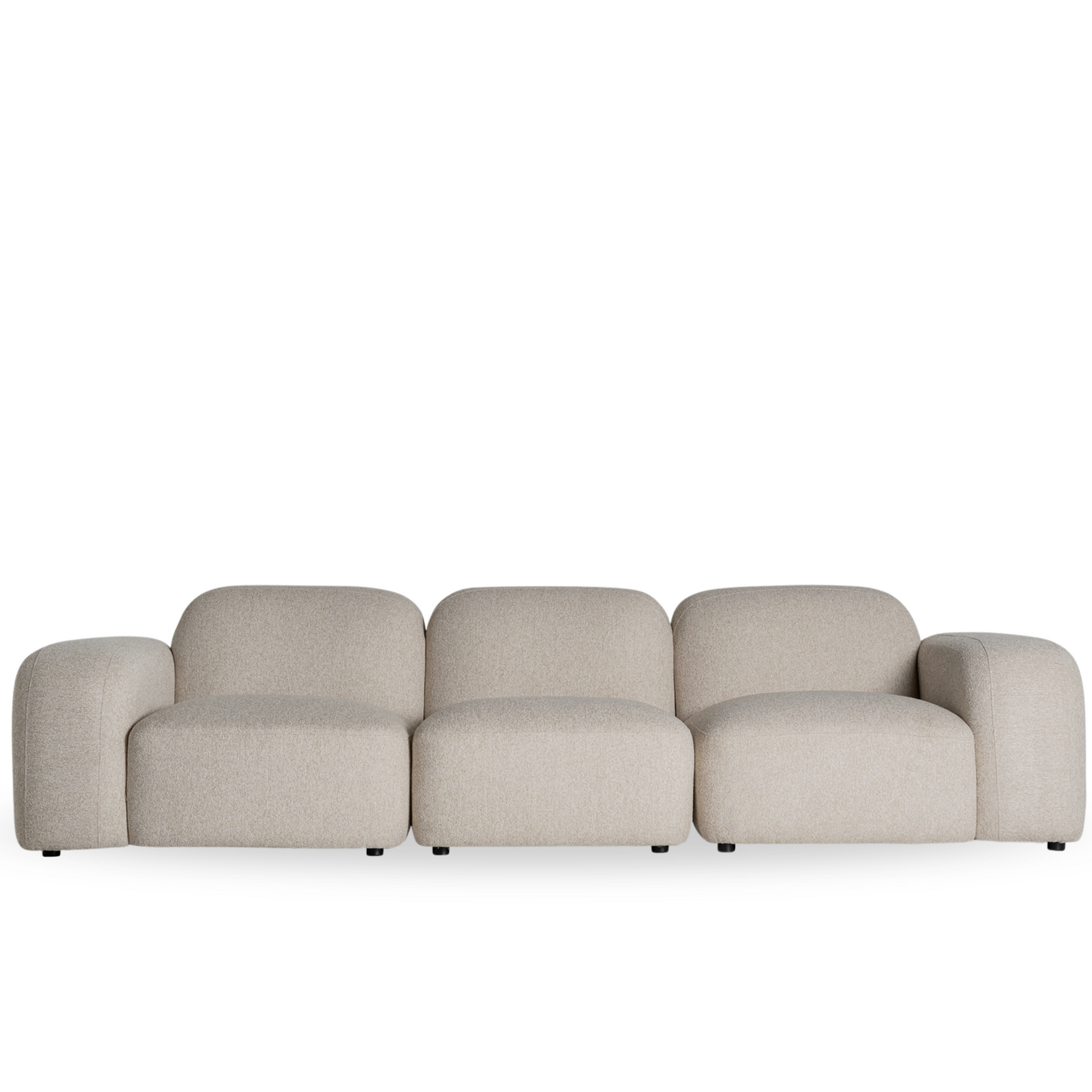 Modulaire Japandi bank in crème stof met afgeronde vormen – Maison Collection.