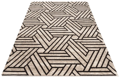Vloerkleed Casa geometrisch zand/zwart, donkerbruin