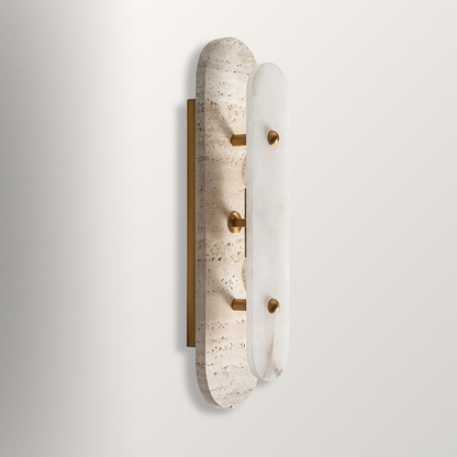 Wandlamp Sorayae | Travertin & Albast steen |  50x12x13 cm