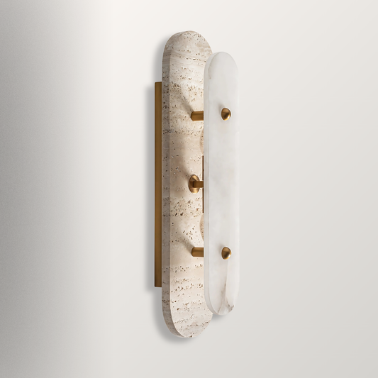 Wandlamp Sorayae | Travertin & Albast steen |  50x12x13 cm